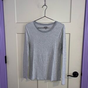“Perfect Tee” Gray Striped Women's Top